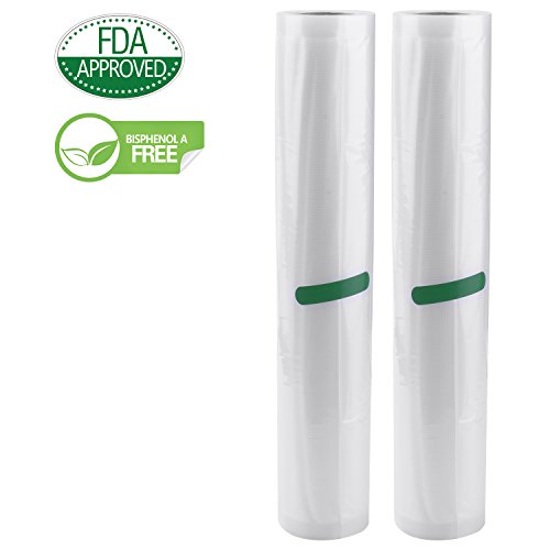 Vacuum Sealer Bags, AUKUYEE Vacuum Sealer Rolls Sous vide Bags Commercial Grade Plastic, BPA Free for Food Storage & Seal Food saver Sous Vide Cooking 2-Pack 28X500cm