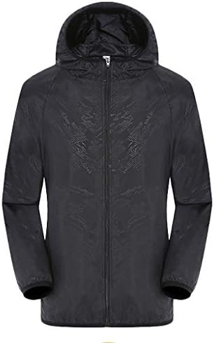 Men's Women's Hooded Windproof Ultra-Light Rainproof Lightweight Raincoat Windbreaker Outdoor Casual Rain Jacket Coat (Black, Medium)