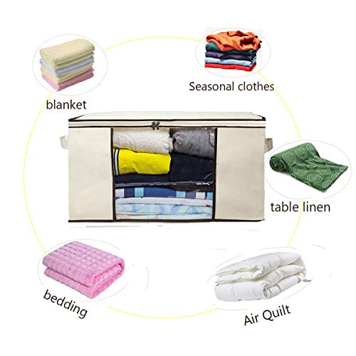 KEEGH Clothes Storage Bags Organizer Set of 3 Foldable Large Oxford Breathable Comforter Blanket Storage Containers with Zippers Perfect for Closet Seasonal Clothing Sheet Pillows