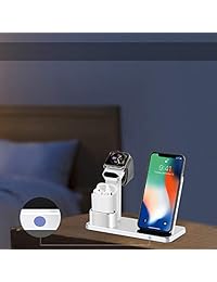 SENZLE 4 en 1 Cargador inalámbrico de aluminio para escritorio de carga, soporte de carga, estación de base compatible con iWatch AiPods iPhone lápiz iPad iWatch soporte de carga ?modo de soporte nocturno?