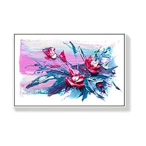 Framed Canvas Home Artwork Decoration Oil Flowers Canvas Wall Art for Living Room, Bedroom - 16x24 inches