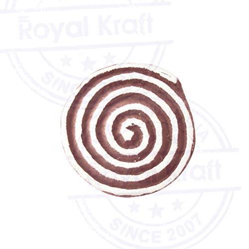 Royal Kraft Spiral Wooden Round Printing Block Stamp - DIY Henna Fabric Textile Paper Clay Pottery Block Printing Stamp TBtag016