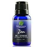 Zen DE-STRESS Essential Oil Blend. Aromatherapy & Topical Use to Ease Pain & Stress. 0.48 oz. Includes Organic Lavender, Clary Sage & Roman Chamomile, Organic Jojoba + Sunflower Oil