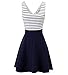 NINEWE Womens Trendy Slim Fit Sleeveless Open Back Cocktail Slim Black White Striped Mini Dress