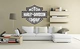 HARLEY DAVIDSON SHIELD GREY MOTORBIKE CHOPER BADGE WALL STICKER MODERN DECORATIVE LOUNGE BEDROOM REMOVABLE