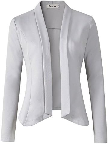 UINSTONE Womens Blazer #Shawl-Collar #Open-Front #Work #Casual #Long Sleeves (XXL, Light Grey)