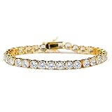 JINAO 1 Row AAA Gold Silver Iced Out Tennis Bling Lab Simulated Diamond Bracelet 8