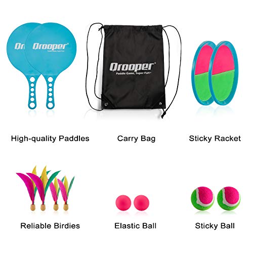 Qrooper Beach Paddle Ball Set,Toss and Catch Game Set,2 in 1 Multifunctional Paddle Toys,Can Meet The Needs of The Whole Family,Great for Indoors or Outdoors Playing,Both Kids & Adults Will Enjoy it