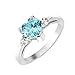 CloseoutWarehouse Simulated Aquamarine Cubic Zirconia Heart Promise Ring Sterling Silver Size 6