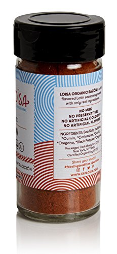 Loisa SazÃ³n Seasoning, USDA Organic, Non-GMO, No-MSG, No Preservatives, No Artificial Coloring, No Artificial Flavors, 2.3oz, Pack of 1
