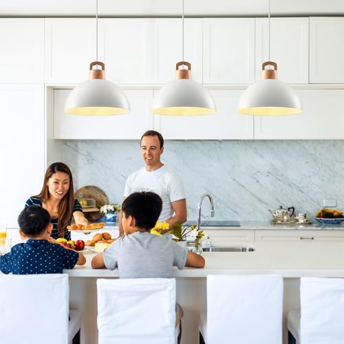 SESIMENT White Farmhouse Pendant Light 11.8inches 2 Packs, Industrial Pendant Light, Pendant Lights Kitchen Island, Modern Pendant Lights, Kitchen Pendant Lighting for Bedroom, Living Room