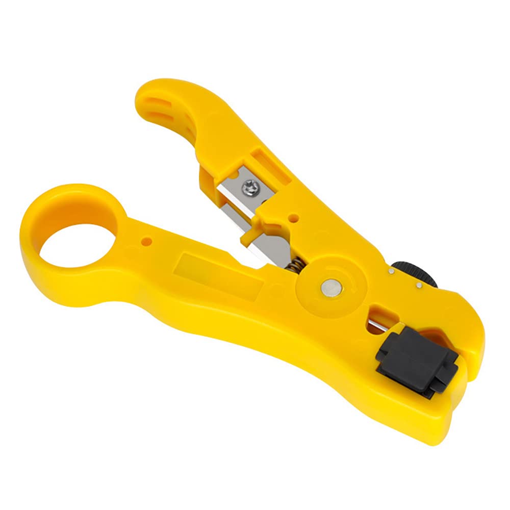 VOANZO Universal Wire Cutters And Strippers Adjustable Yellow Cable Stripper for Flat or Round UTP Cat5 Cat6 Wire Coax