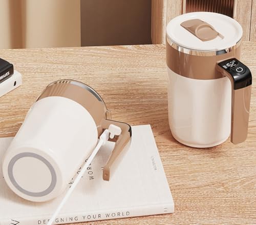 HULPPRE Automatic Self-Stirring Coffee Mug with Smart Temperature Control,400ml 316 Stainless Steel Electric Mixing Cup with Lip,Type-C Rechargeable,One-Touch Stirring for Coffee,Milk,Protein Powder