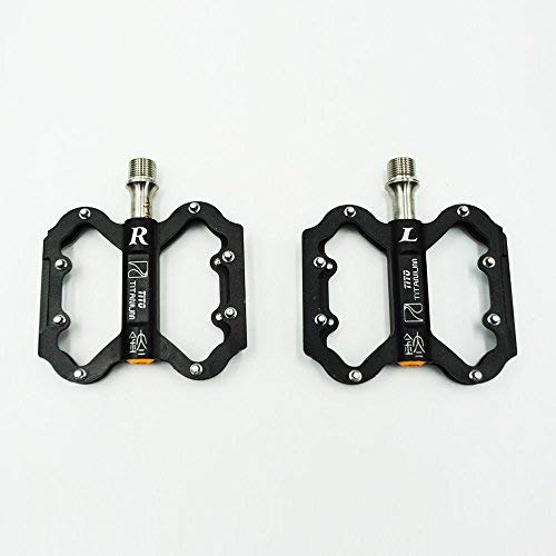 TiTo Classic style Bicycle Pedal with Aluminium Alloy Bicycle Foot Pedals and Titanium Axles for MTB and Road Bike (Black color)
