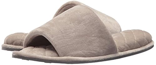 Dearfoams Women's Beatrice Velour Slide Slipper, Pewter, Medium in