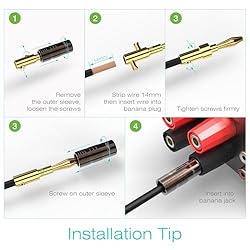 FosPower Banana Plugs 2 Pairs / 4 pcs, Closed Screw