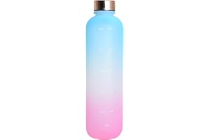 Motivational Water Bottle 32oz (1000ml) with Time Markers, Leak Proof, BPA Free for Gym, Fitness, Hiking, Outdoor, Work and S
