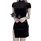 SINROYEE Women's Bodycon Cheongsam lingerie Slim Fit Mini Dress Modern Chinese Style Qipao Sexy Anime Cosplay