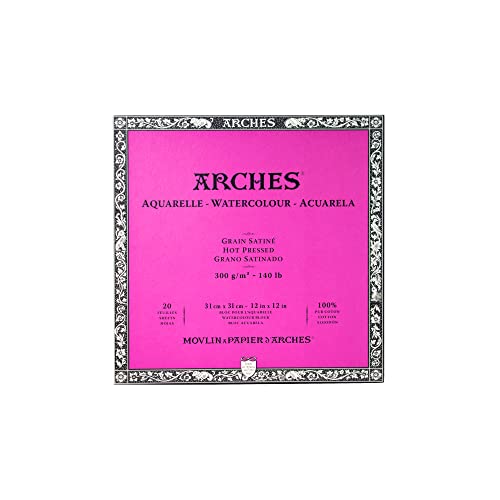 Arches Watercolor Paper Block, Hot Press, 12