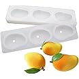 3-Cavity Mango Mold Cake Silicone Molds for Baking Dessert Jelly Ice Cream 3D Fruit Shapes Silicone Mold for Chocolate Candy Pastry Truffle Pudding Jelly Cheesecake Mousse Soap