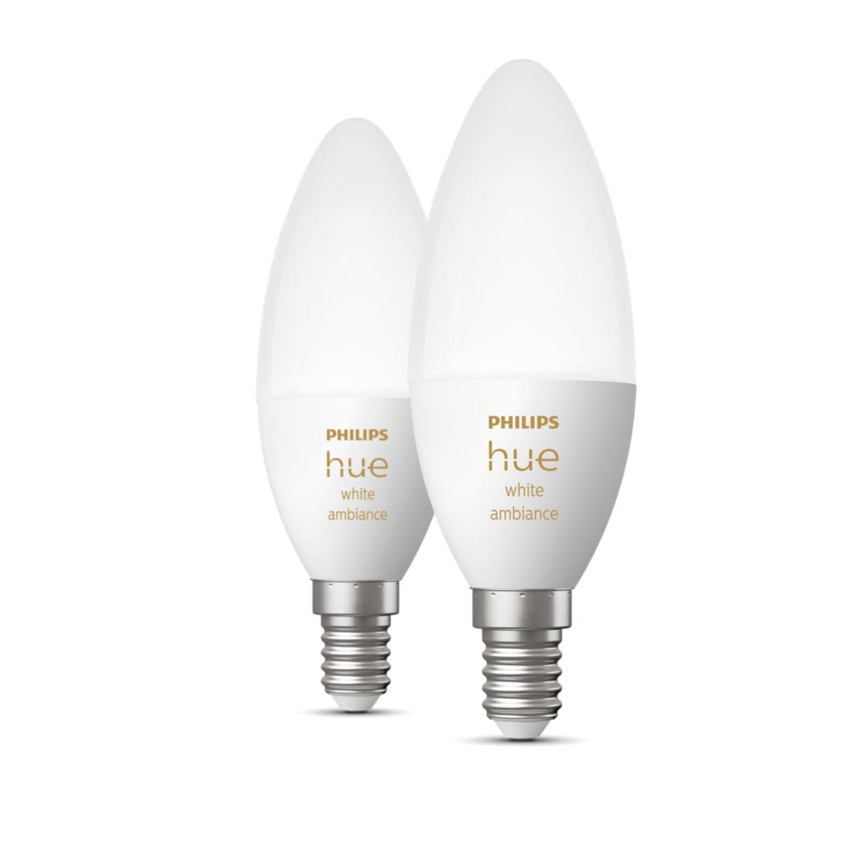 Philips Hue White Ambiance E14 LED Lampe Doppelpack, dimmbar, alle Weißschattierungen, steuerbar via App, kompatibel mit Amazon Alexa (Echo, Echo Dot) 3