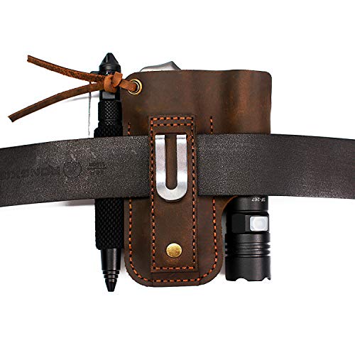 EDC Leather Sheath, Flashlight Holster/Tactical pen Sheath/Multitools Sheath Handmade for