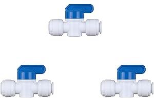 EZRODI 3 Pack Push-to-Connect Plastic Shut Off Valve Fitting (3/8-in OD x 3/8-in OD, Inline Straight Ball Valve)