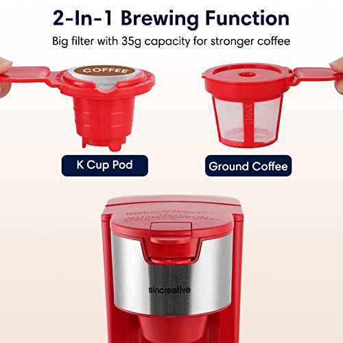 Single Serve Coffee Maker with Milk Frother, 2In1 Cappuccino Coffee