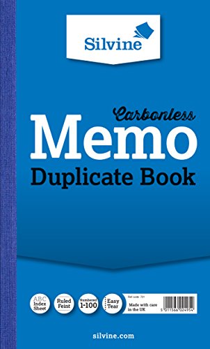 Silvine Carbonless Duplicate Memo Book - Numbered
