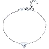 Vanbelle Sterling Silver Jewelry - Rhodium Plated with 925 Stamp - Tiny Sliding Triangle Bracelet for Women - 6.5" long + 1" Extender