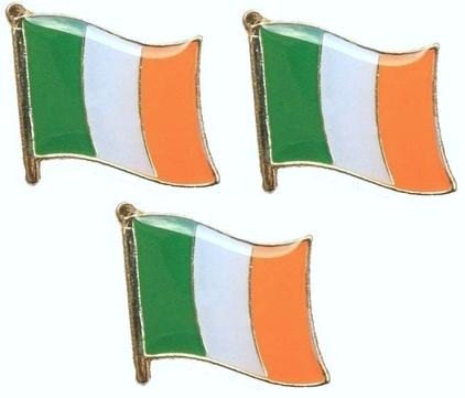 YWZGJY 3 x Green, White, Orange Irish Flag Metal Pin Badges