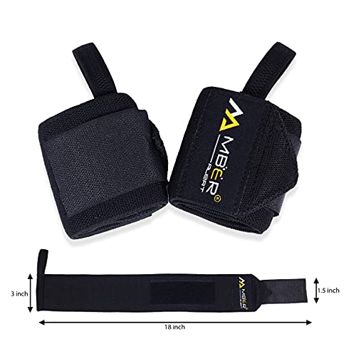 WEIGHTLIFTING WRIST WRAPS With 18" True Length With Thumb Loop