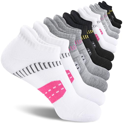 EconioSocken Sneaker Socks Women's 39-42, Anti-Blister Running Socks with Padded Support Short Ankle Socks Breathable Sports Socks Trainer Socks Women's 35-38.6 Pairs