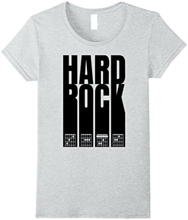 Womens Hard Rock Chords CAFE Electric Rock Blues Guitar T-Shirt Large Heather Grey