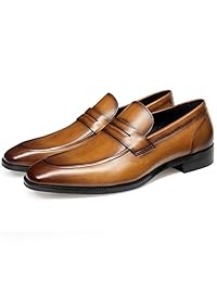 GIFENNSE - Mocasines de piel para hombre, zapatos de vestir para hombre, zapatos negros, zapatos marrones