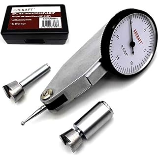 KHCRAFT Professional Dial Test Indicator 0-0.03″x0.0005″ Steel Hardened All Metal Components with 2 Steel Dovetail Clamps 3/8” and 5/32” in Storage Case