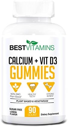 Best Calcium Vitamin D Gummies by Best Vitamins: Calcium Gummy Vitamins with Vitamin D3, Halal, Kosher, Vegan, Non-GMO, Gluten Free | Daily Vitamin Gummy for Men and Women, Sugar-Free Lemon, 90 Chews
