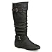 Twisted Women's Faux Leather Slouchy Buckle Strap Mid Calf Boots - VAN0109 Black, Size 10
