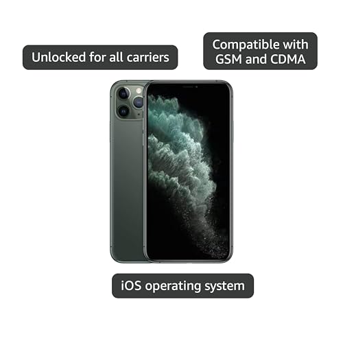 Apple iPhone 11 Pro, 64GB, Midnight Green - Unlocked (Renewed)
