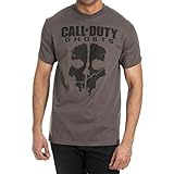 2XL Grey Call of Duty Ghosts T-Shirt Skull Logo XXL