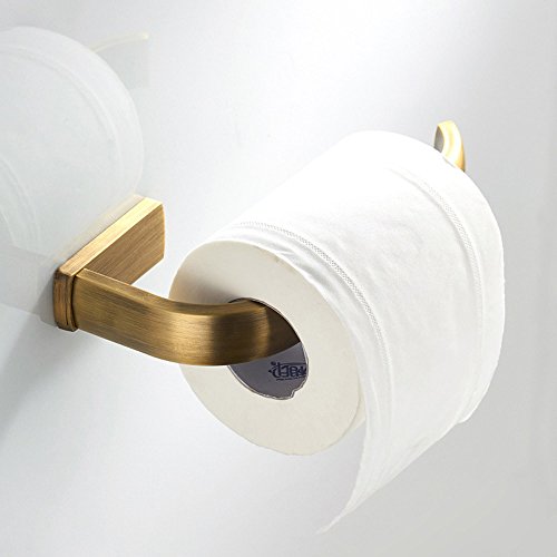 WINCASE Brass Bathroom Accessory Sets 4 Pieces: Robe Hook, Toilet Paper Holder, Towel Ring, Towel Bar, Antique Retro Style Wall Mounted - Thumbnail 5