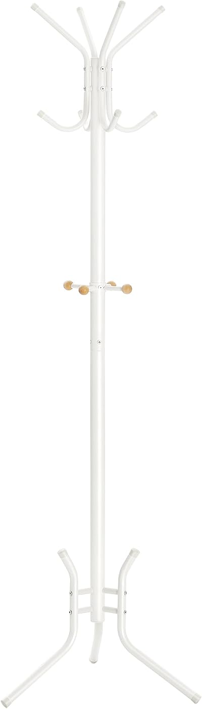 SONGMICS Coat Rack Stand Pearl White 12 Hooks 178 cm RCR017W01