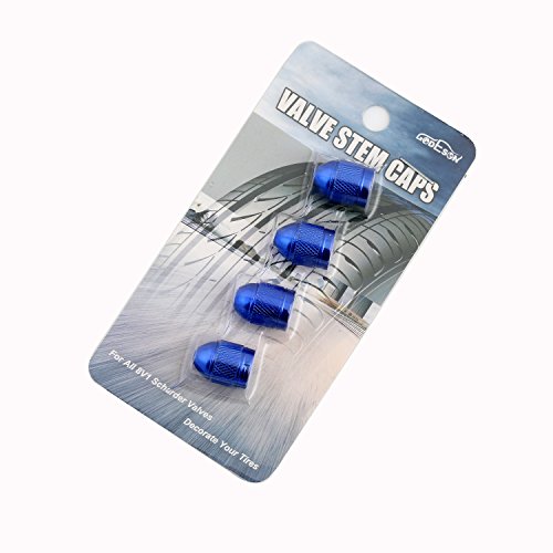 image for GODESON Blue Car Tire Valve Stems Cap Bullet Style Tire Valve Cap from