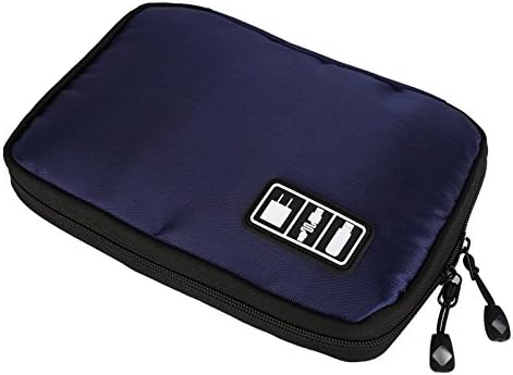 Hard Drive Earphone Cable Storage Bag USB Flash Drives Digital Travel Case Pouch (Dark Blue)