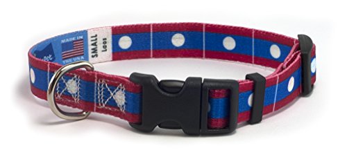 Laos Laotian Flag Dog Collar for Small, Medium, or Large Dogs by PatriaPet (Small: 9-13 in.)