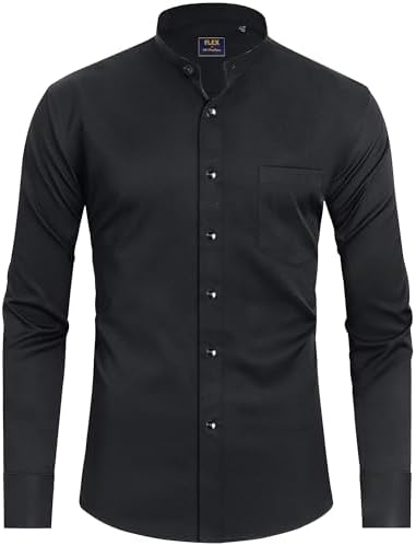 Amazon.com: YIOLEAMP Men's Royal Blue Dress Shirts, Banded