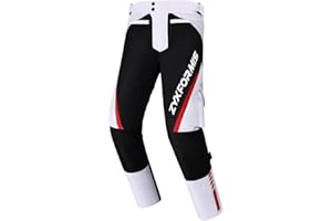 ZYXFORMIS Motorcycle Pants for Men, Waterproof Windproof Motorbike Riding Gear Pants with Removable Armor for All Season White