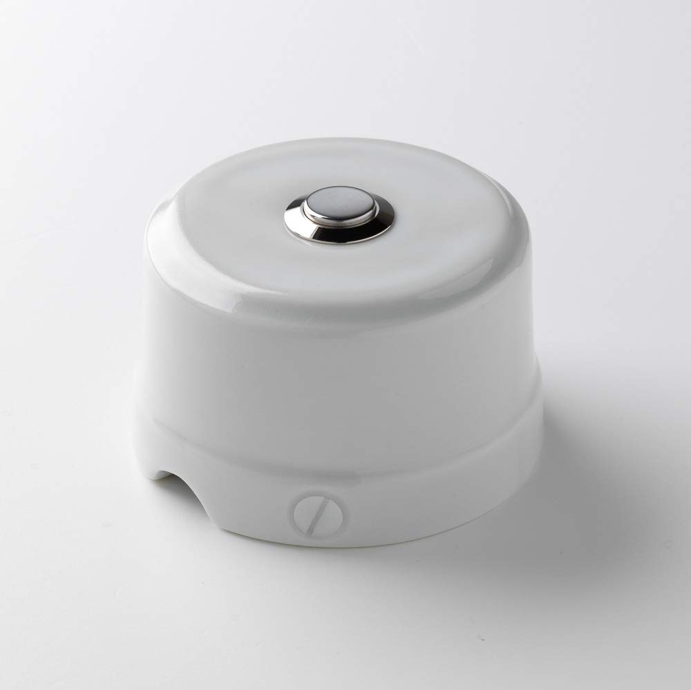 Klartext Belle ÉPOQUE 48v Vintage Style Push Button for Installation with Textile Cable - Fine Bone China - White Gloss