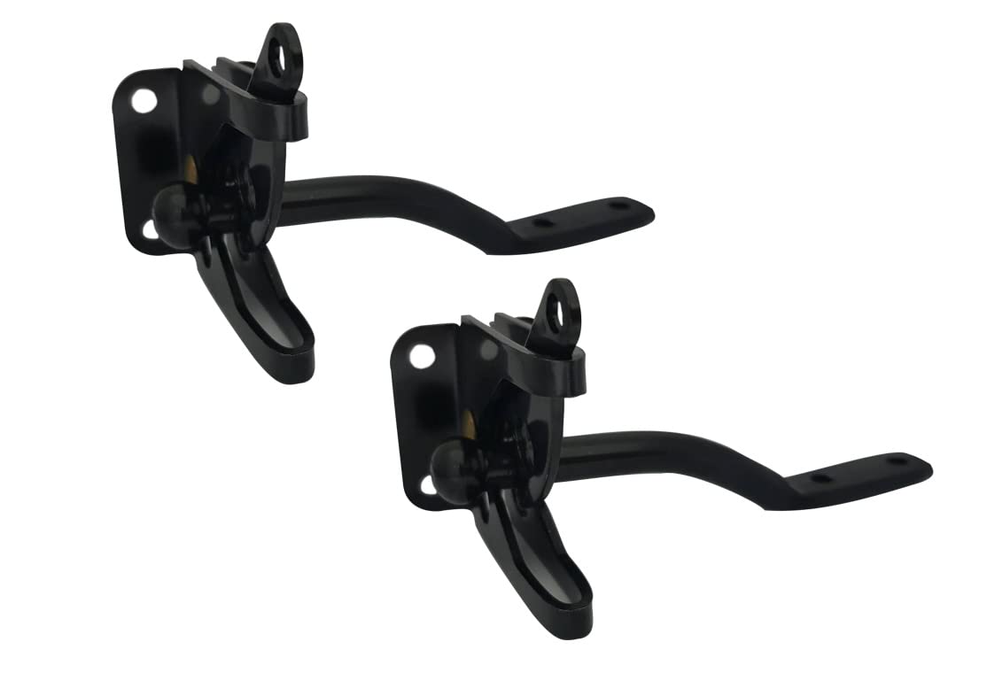 QCAA 304 Stainless Steel Self-Locking Gate Latch, 2-1/8", Black Coated, Made in Taiwan, 2 Pack