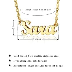 SANNYRA Sara Name Necklace Personalized 18K Real